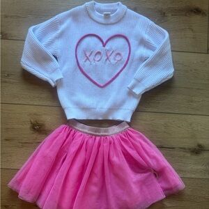 Charming XO Heart Sweater and Skirt Set